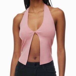 Aritzia Pink Halter Crop Top